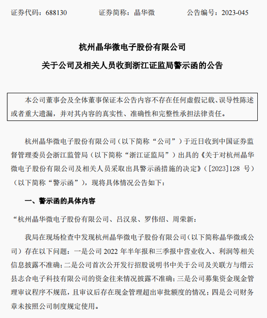 涉嫌信披违法违规！知名芯片股晶华微，被立案！-第2张图片-贵阳人才网