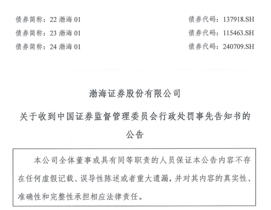 IPO审核中的渤海证券拟被罚没226万！事发某股权财务顾问业务违规-第2张图片-贵阳人才网