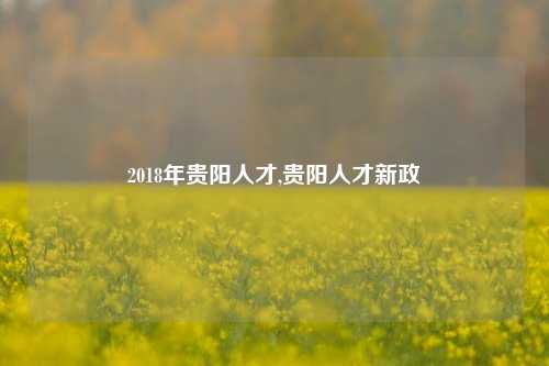 2018年贵阳人才,贵阳人才新政