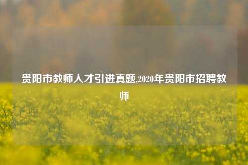 贵阳市教师人才引进真题,2020年贵阳市招聘教师