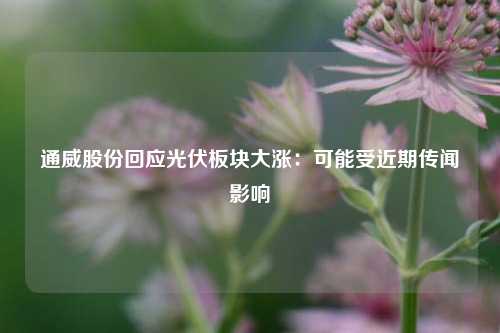 通威股份回应光伏板块大涨：可能受近期传闻影响