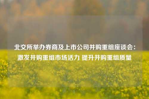 北交所举办券商及上市公司并购重组座谈会：激发并购重组市场活力 提升并购重组质量