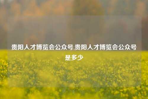 贵阳人才博览会公众号,贵阳人才博览会公众号是多少