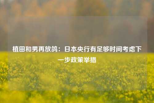 植田和男再放鸽：日本央行有足够时间考虑下一步政策举措