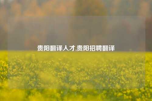 贵阳翻译人才,贵阳招聘翻译