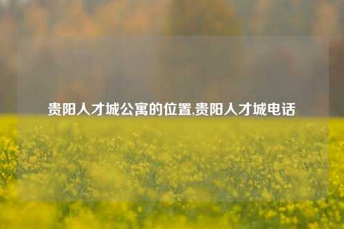 贵阳人才城公寓的位置,贵阳人才城电话