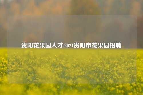 贵阳花果园人才,2021贵阳市花果园招聘