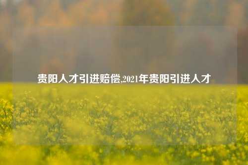 贵阳人才引进赔偿,2021年贵阳引进人才