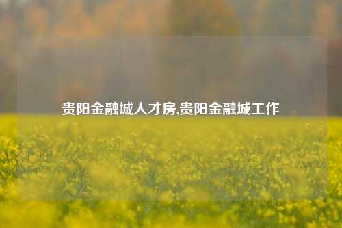 贵阳金融城人才房,贵阳金融城工作