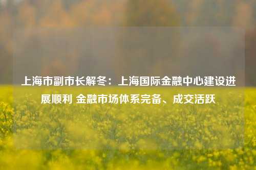 上海市副市长解冬：上海国际金融中心建设进展顺利 金融市场体系完备、成交活跃