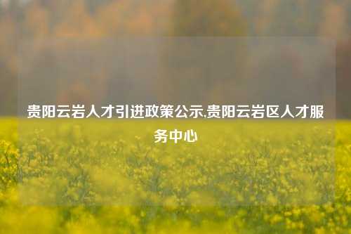 贵阳云岩人才引进政策公示,贵阳云岩区人才服务中心