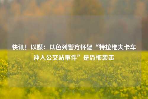 快讯！以媒：以色列警方怀疑“特拉维夫卡车冲入公交站事件”是恐怖袭击