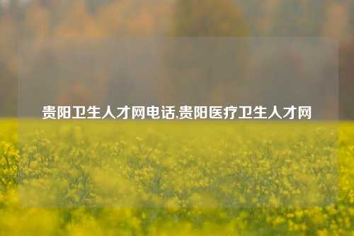 贵阳卫生人才网电话,贵阳医疗卫生人才网-第1张图片-贵阳人才网