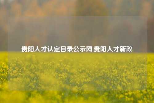 贵阳人才认定目录公示网,贵阳人才新政