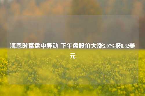 海恩时富盘中异动 下午盘股价大涨5.07%报8.82美元-第1张图片-贵阳人才网