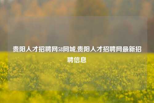 贵阳人才招聘网58同城,贵阳人才招聘网最新招聘信息