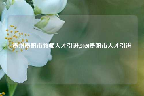 贵州贵阳市教师人才引进,2020贵阳市人才引进