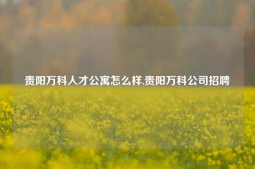 贵阳万科人才公寓怎么样,贵阳万科公司招聘