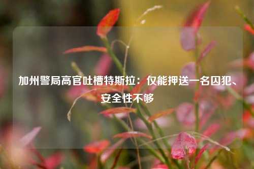 加州警局高官吐槽特斯拉：仅能押送一名囚犯、安全性不够-第1张图片-贵阳人才网