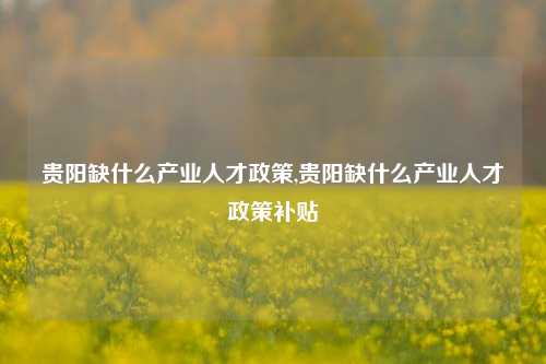 贵阳缺什么产业人才政策,贵阳缺什么产业人才政策补贴