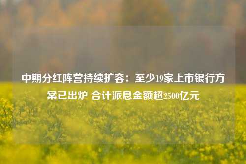 中期分红阵营持续扩容：至少19家上市银行方案已出炉 合计派息金额超2500亿元-第1张图片-贵阳人才网