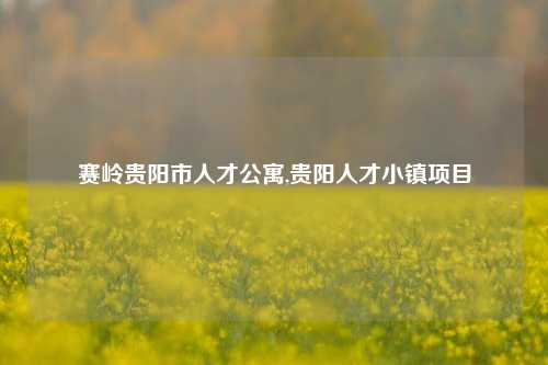 赛岭贵阳市人才公寓,贵阳人才小镇项目