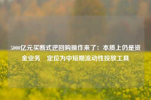 5000亿元买断式逆回购操作来了：本质上仍是资金业务 定位为中短期流动性投放工具-第1张图片-贵阳人才网