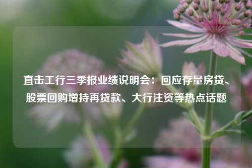 直击工行三季报业绩说明会：回应存量房贷、股票回购增持再贷款、大行注资等热点话题-第1张图片-贵阳人才网