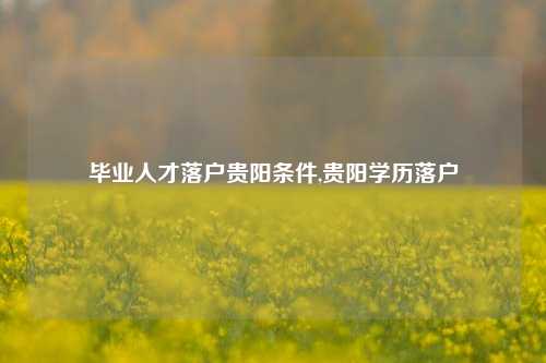 毕业人才落户贵阳条件,贵阳学历落户