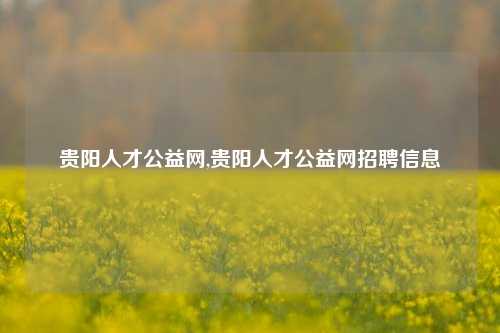 贵阳人才公益网,贵阳人才公益网招聘信息