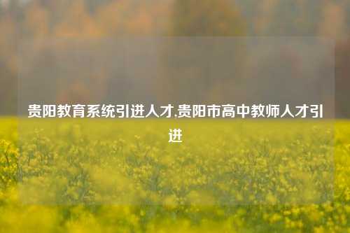 贵阳教育系统引进人才,贵阳市高中教师人才引进