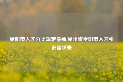 贵阳市人才分类规定最新,贵州省贵阳市人才引进需求表