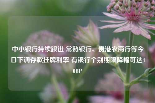 中小银行持续跟进 常熟银行、贵港农商行等今日下调存款挂牌利率 有银行个别期限降幅可达40BP