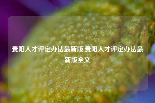 贵阳人才评定办法最新版,贵阳人才评定办法最新版全文