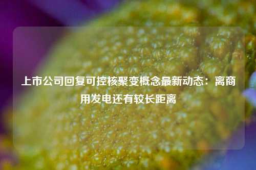 上市公司回复可控核聚变概念最新动态：离商用发电还有较长距离