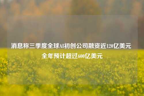 消息称三季度全球AI初创公司融资近120亿美元 全年预计超过600亿美元