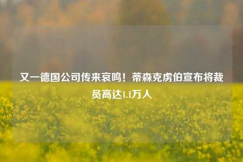 又一德国公司传来哀鸣！蒂森克虏伯宣布将裁员高达1.1万人