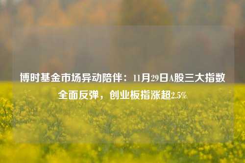 博时基金市场异动陪伴：11月29日A股三大指数全面反弹，创业板指涨超2.5%