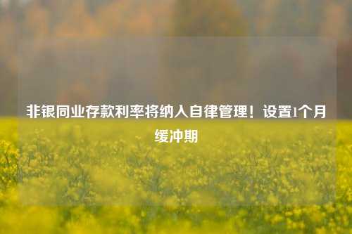 非银同业存款利率将纳入自律管理！设置1个月缓冲期