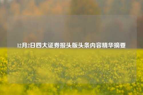 12月2日四大证券报头版头条内容精华摘要