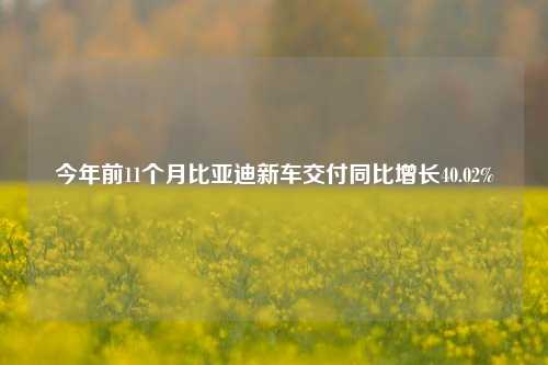 今年前11个月比亚迪新车交付同比增长40.02%