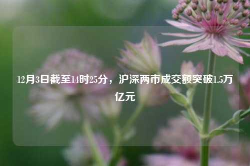 12月3日截至14时25分，沪深两市成交额突破1.5万亿元