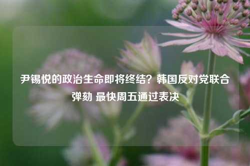 尹锡悦的政治生命即将终结？韩国反对党联合弹劾 最快周五通过表决