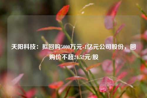 天阳科技：拟回购5000万元-1亿元公司股份，回购价不超24.52元/股